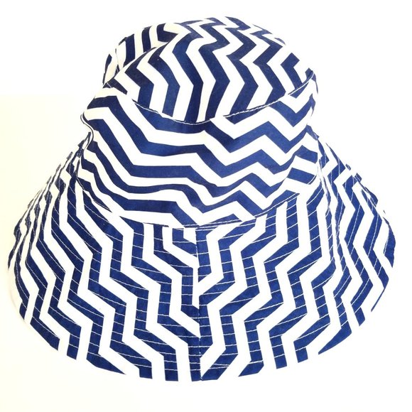 BLUE CHEVRON BUCKET HAT《652》beach‎ summer vacation - Picture 1 of 5